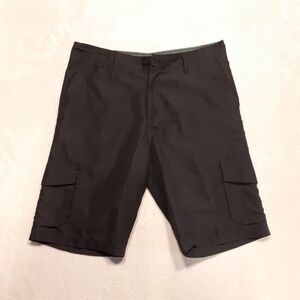 Burnside Mens Lightweight Cargo Shorts Black 32 Polyester 10" Inseam